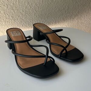 black heel sandals